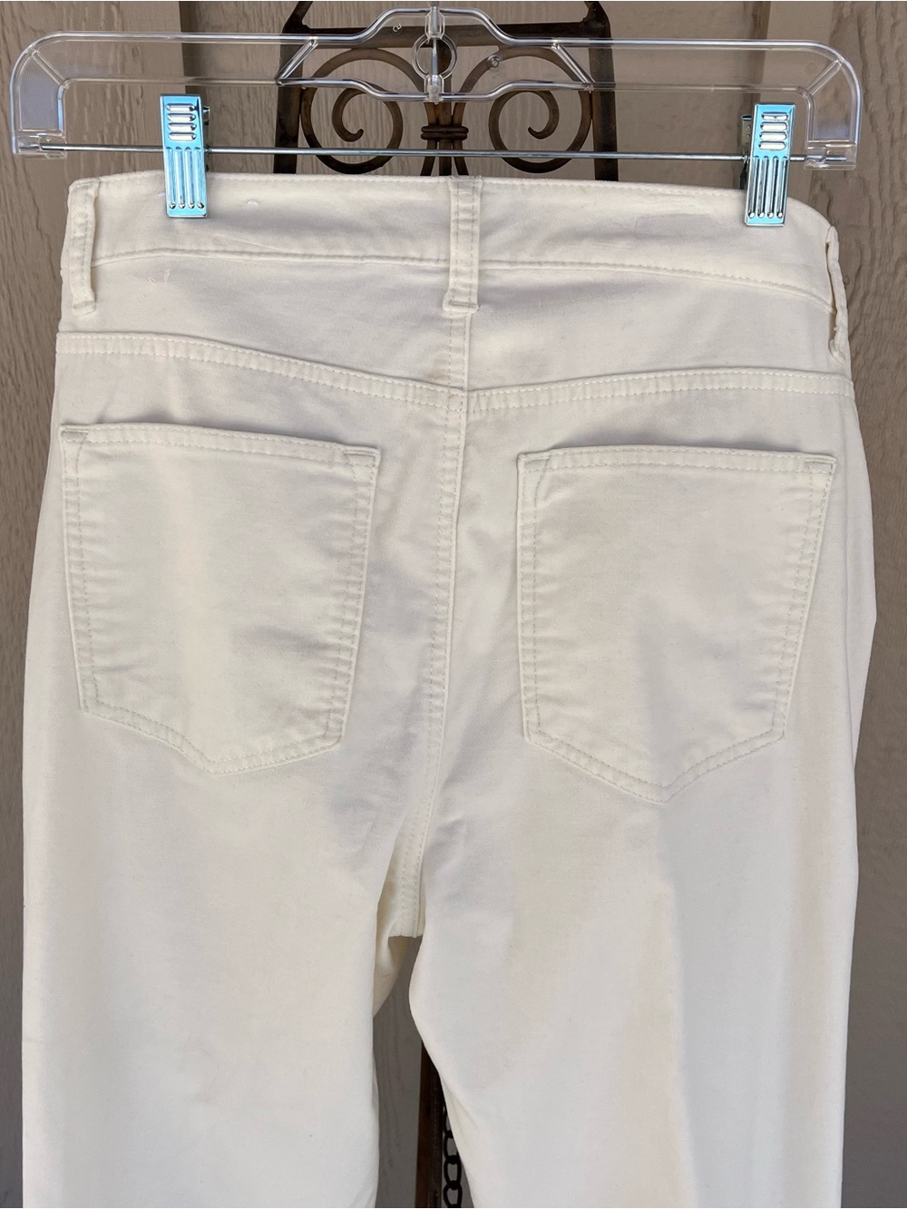 Talbots Pants White Velveteen Dressy Casual Straight Leg Classic Five Pocket W6 - Picture 4 of 6